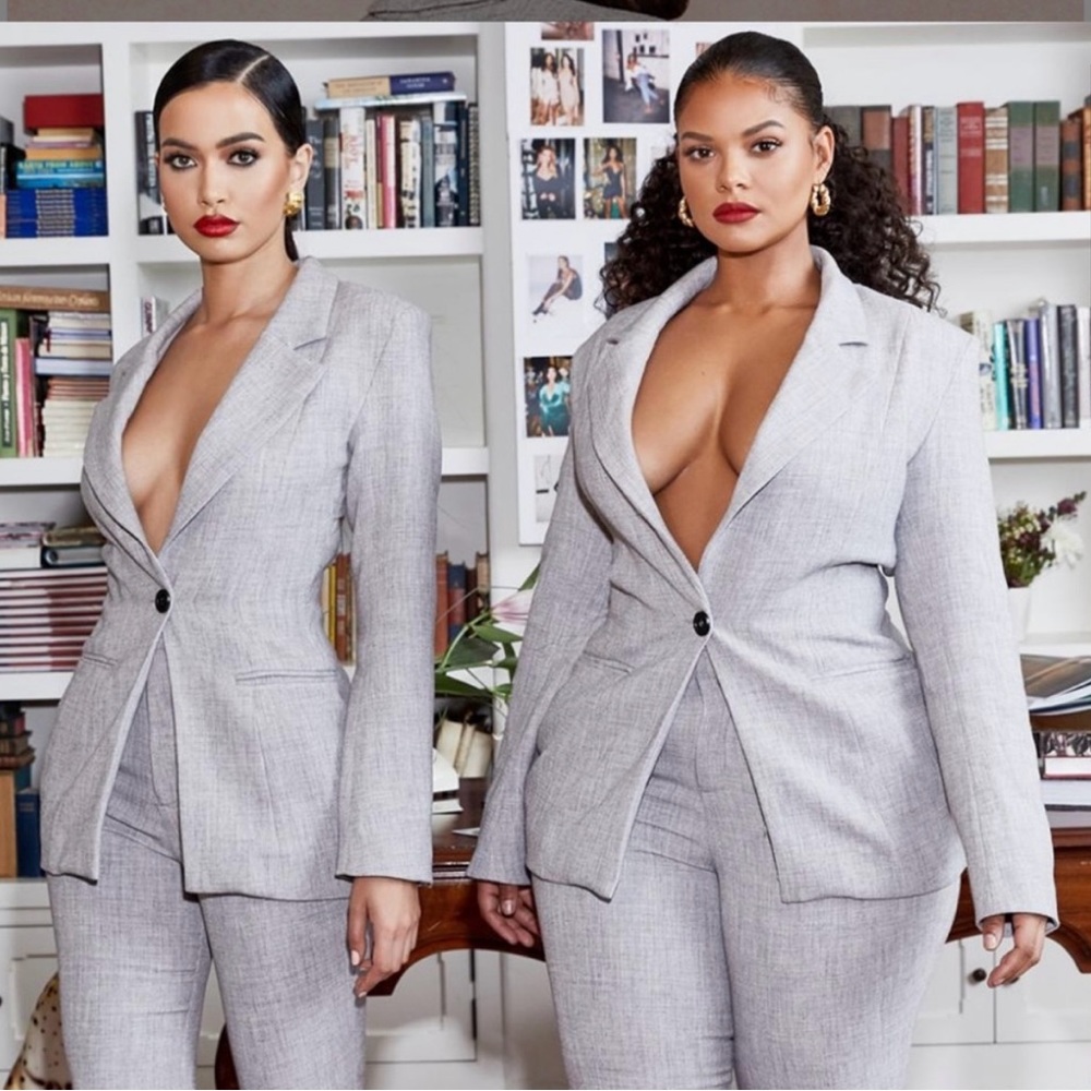 House of CB Roseau Grey Open Back Tailored Jacket